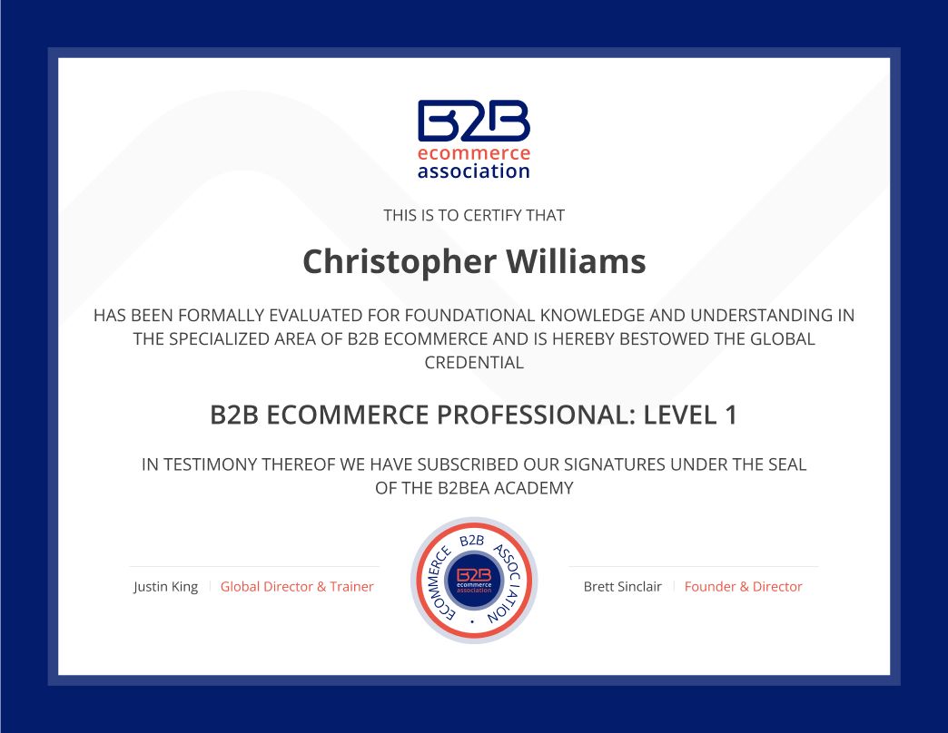 B2b ecommerce certification