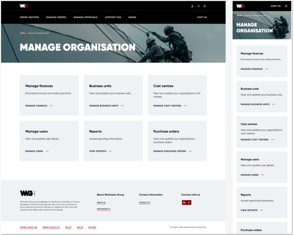 Workwear group ecommerce admin portal